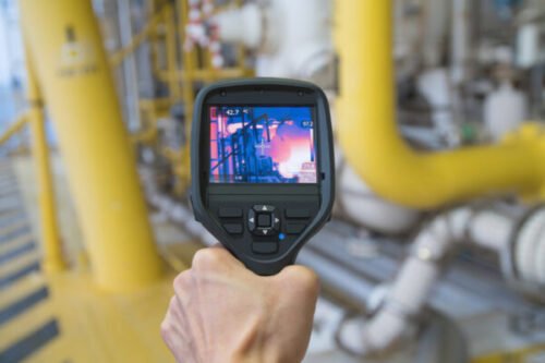 Production operator survey hot spot at hazardous area at offshore